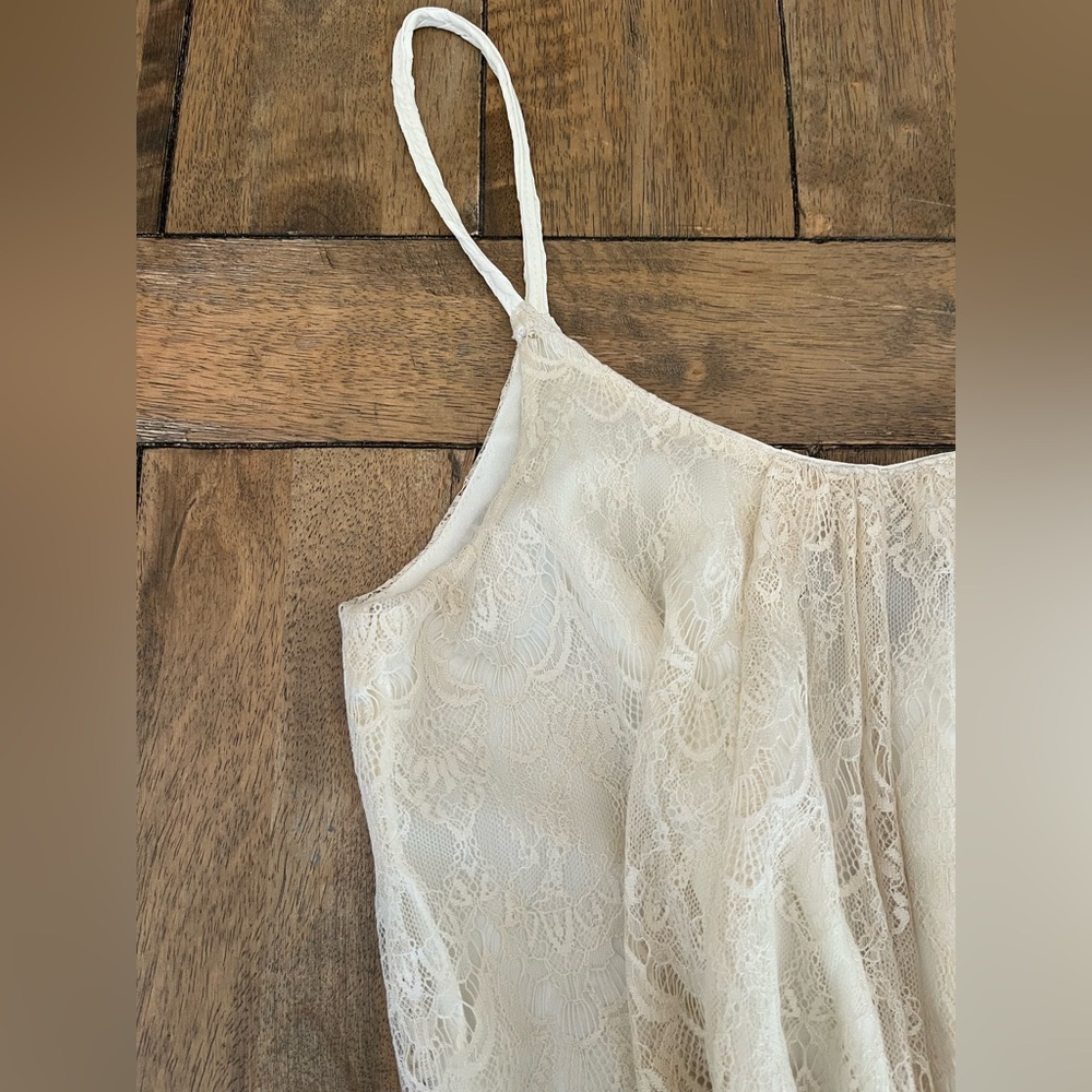 Boho Ivory Lace Mini Dress size Medium - Picture 9 of 12